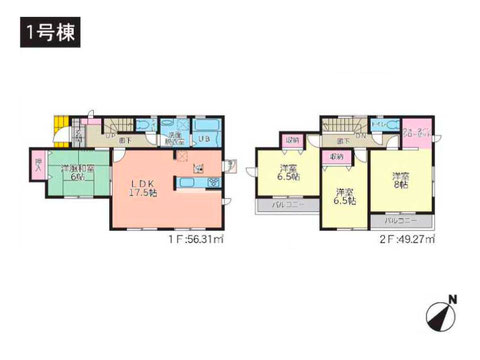 倉敷市船穂町船穂の新築 一戸建て分譲住宅の間取り図