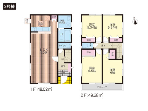 岡山市中区国富の新築 一戸建て分譲住宅の間取り図