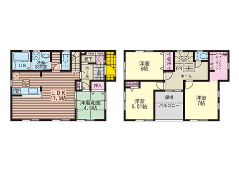 岡山市中区中島の新築 一戸建て分譲住宅の間取り図