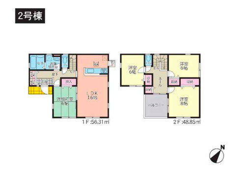 倉敷市船穂町船穂の新築 一戸建て分譲住宅の間取り図