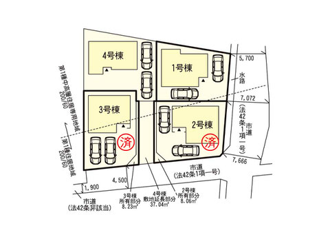 岡山県倉敷市安江の新築 一戸建て分譲住宅の区画図