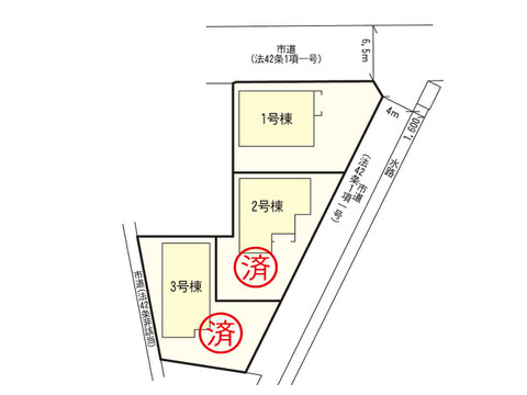 岡山市中区中島の新築 一戸建て分譲住宅の区画図