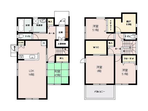 岡山市北区目黒町の新築 一戸建て分譲住宅の間取り図