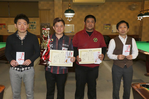 Lo Li wen (2nd from the left) won 22th Kyoto Open (9-ball)