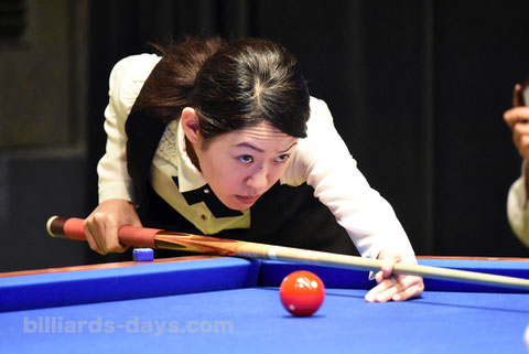 Orie Hida from Japan won 2017 World Championship Ladies 3-Cushion. 4 times !　写真は今年の全日本選手権