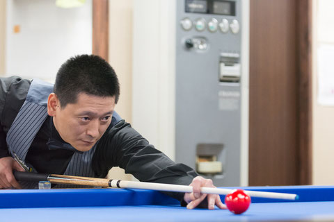 Hideaki Kobayashi won 3C Pro Tournament MIZUE, Tokyo　Photo Courtesy of Carom Seminar