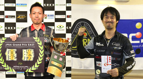 前節優勝者：GPE-5優勝の赤狩山幸男（左）とGPW-3優勝の竹中寛