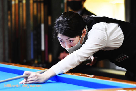 Orie Hida won 21st Ladies 3C ADAM EMERALD CUP. ※写真は 2020年『16th PRO 3-Cushion Tournament GLANZ戦』より