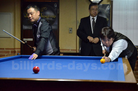 Cho Jae-ho (left) won 2015 3-Cushion Japan Cup