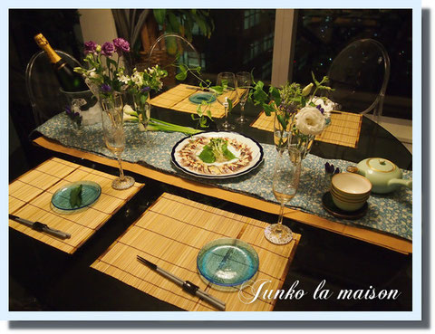 とっても素敵なご夫婦をお招きし、夏のテーブルセッティングと和のおもてなしお料理作りを楽しみました^^