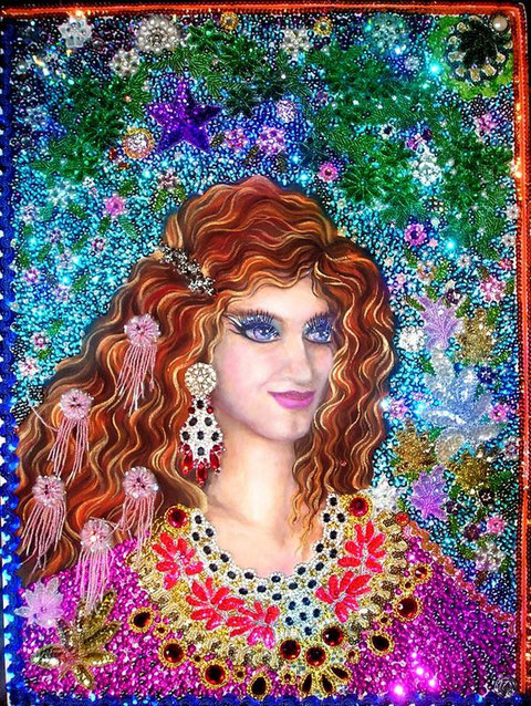 Queen Sofia Goldberg beadwork embroidery. Вышивка бисером - автопортрет Софии Голдберг