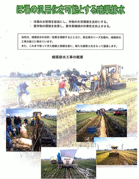 暗きょ管　暗渠パイプ　水平水甲　暗きょとは　暗渠のやり方　教えます暗きょ　暗渠資材　田んぼの水はけ　畑の水はけ　工事のやり方