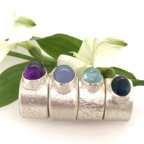 Silberringe mit Amethyst Chalcedon Aquamarin Turmalin