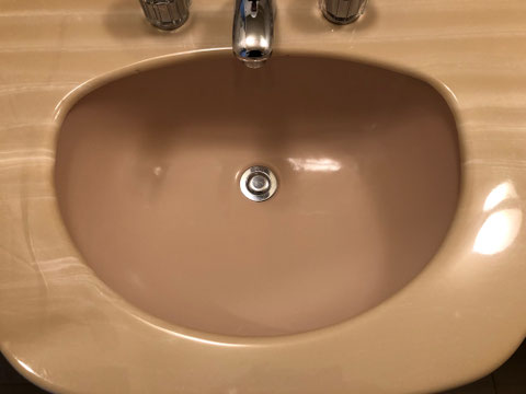 陶器洗面器割れ補修塗装
