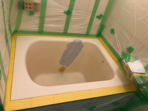 人工大理石浴槽割れ補修塗装