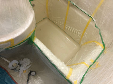 FRP浴槽割れ修理、塗装