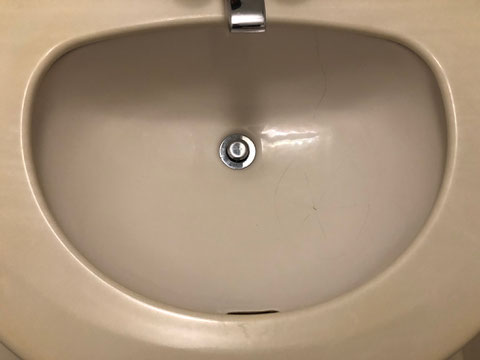 陶器洗面器割れ補修塗装