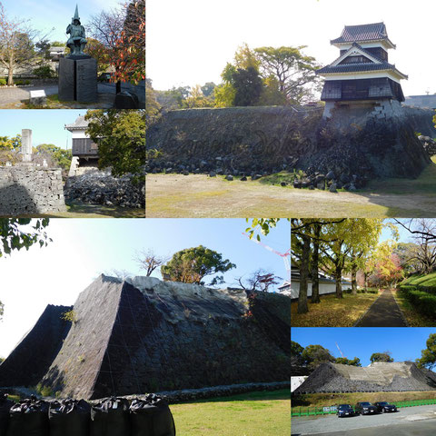 熊本城公園石垣は復旧中