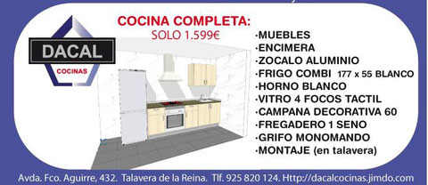 GASTATE LO MINIMO, tu cocina completa y terminada por 1.599 € (muebles+encimera+todos los electrodomesticos) Todo lo puedes elegir,las puertas(50 colores) encimeras (20 colores) tiradores (10 modelos) zocalo de aluminio y el mejor montaje....