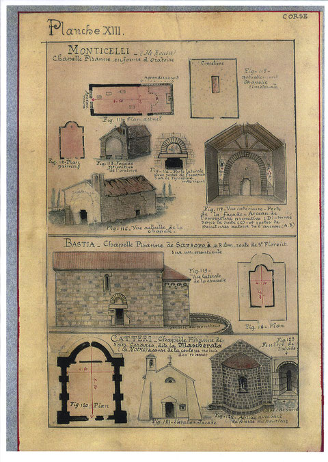 Cateri - Chapelle San Cesario - dessin de Gaubert pris sur place entre 1886 et 1889 (cl.coggia.com)