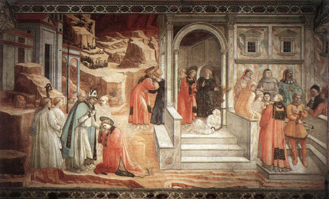 Prato - Fra Filippo Lippi- départ d'Etienne, libération du corps possédé et dispute dans la synagogue