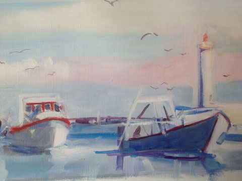 Port de Sète Peinture à l'huile Jacqueline COLONGE