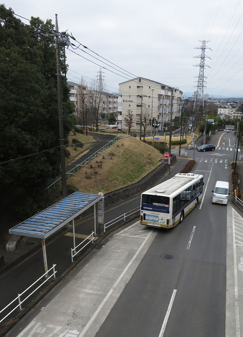 ●田んぼ作業の帰りのバスに乗り遅れた。いつもは10分から15分遅れて来るので油断した。時刻通りに来る事もあるのだなぁ。それでも自分のミスを写真に撮ってネタにするのは、我ながらえらい(悔しまぎれの自画自賛)。まぁ仕方がない。駅まで歩くか。2024.2.17　 【写真：⑥多摩市聖ヶ丘2-1・聖ヶ丘二丁目バス停】