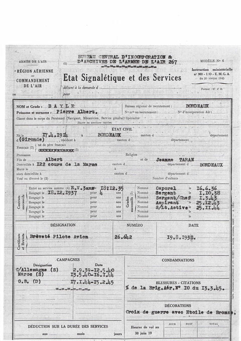 Etat signalétique des services de Pierre Bayle