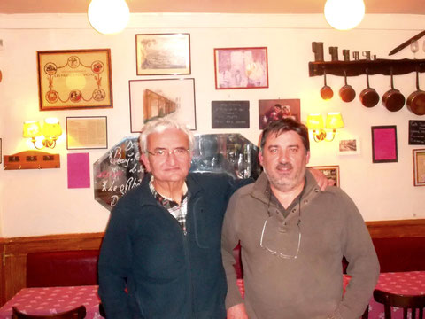 Jacques Gazel et Jean Michel Gravaud à Lyon en décemebre 2012 lors de leur première rencontre après deux ans de travail en commun déjà sur l'équipage