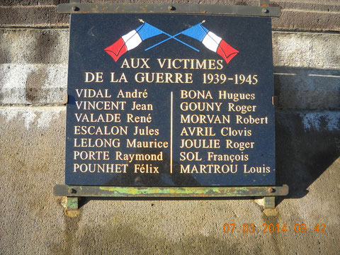 La plaque 39-45 avec le nom de Martrou