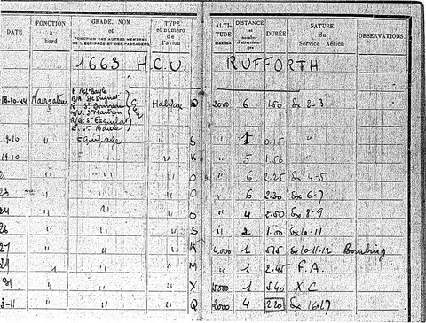 Carnet de vol Joumas Rufforth 1163 HCU 