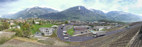 Simulation avec route cantonale et zone industrielle