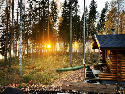 Sonnenuntergang Herbst Finnland Ferienhaus