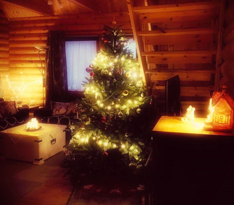 Weihnachtsbaum Blockhaus Finnland