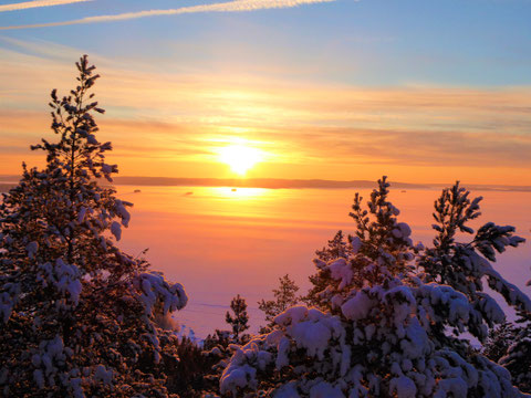 Sonnenuntergang Winter See Finnland