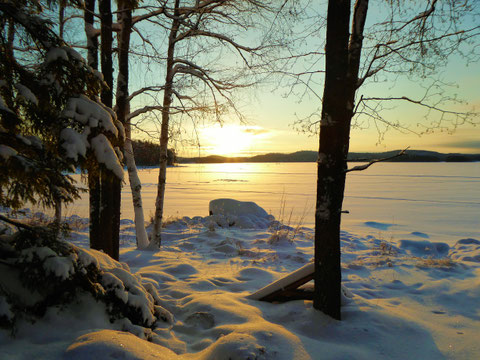 Sonne Winter See Finnland