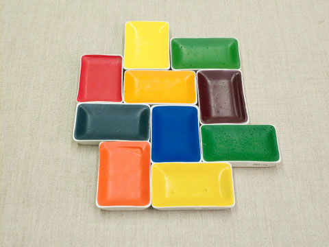 Blockx water colours in porcelain