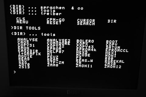 Menü des MEGAROMS von"HONI" mit dem Epromhandler von R.Brosig "EPROMCCL" Für den Z1013 ist der Epromhandler 2.9 vom CCL zu verwenden.