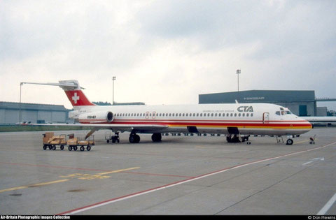 Die MD-87 HB-IUA, Ende September 1989/Courtesy: Don Hewins