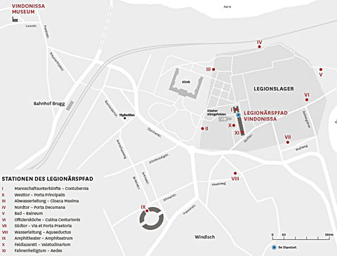 Situationsplan Vindonissapark mit Stationen