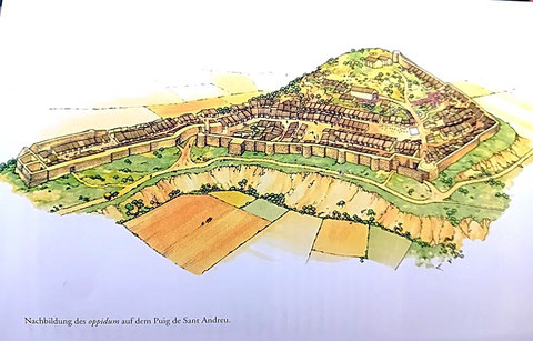 Rekonstruktion der iberischen Stadt Indika/Ullastret. Quelle: Führer (Buch) des MAC "Ullastret" (2002)