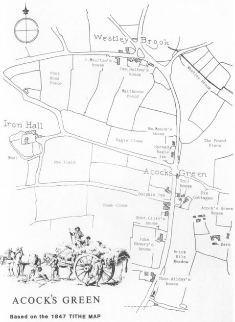 Map of Acocks Green based on the 1847 Tithe Map