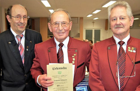 Ehrung Klemens Schmitt -60 Jahre Aktives Singen - 2016