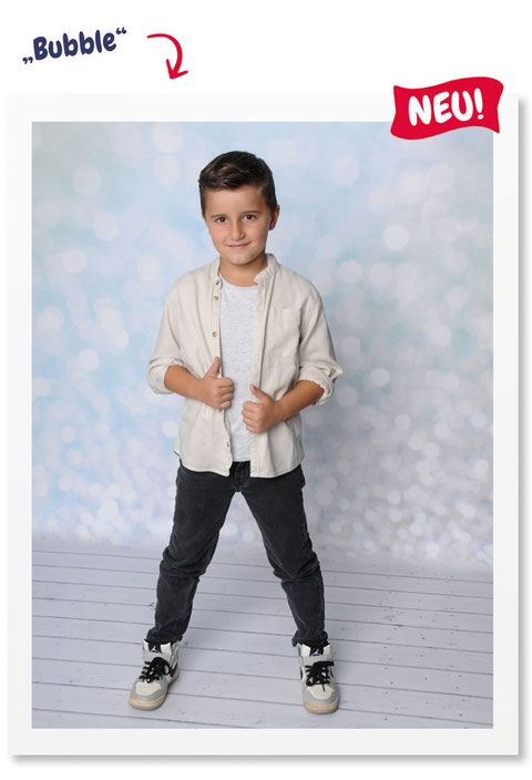 Cooler Bubble-Fotohintergrund für die Schulfotografie bei Junior-Foto als Schulfotograf