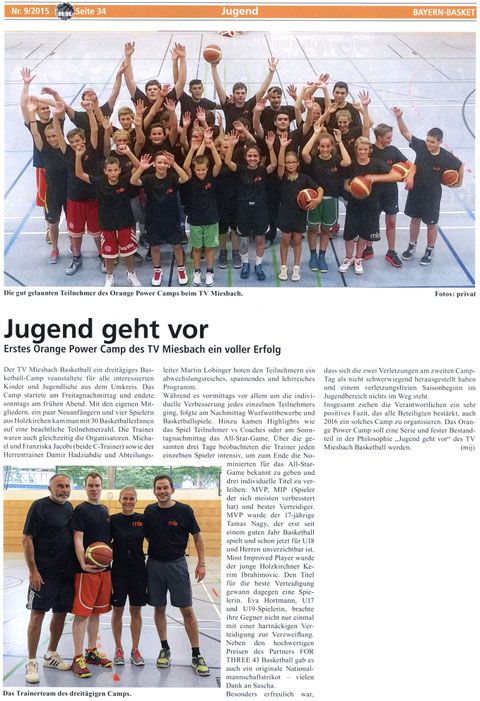 Artikel in BayernBasket 9/2015 - Zum Vergrößern Klicken