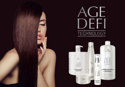 La gamme Age Defi Tchnology est une gamme de Botox Capillaire conçue par Fauvert Professionnel. Elle restructure et illumine tous les types de cheveux matures ou fatigués par trop de technique.