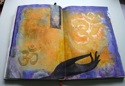 mixed media art journal seite 'yoga'