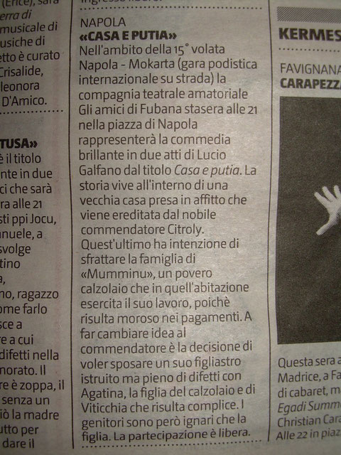 26 AGOSTO 2011 A NAPOLA CON L'OPERA "CASA E PUTIA" DI L. GALFANO
