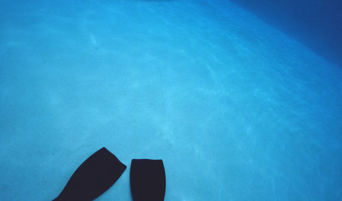 Taking a break from some underwater shooting in a Los Angeles pool.