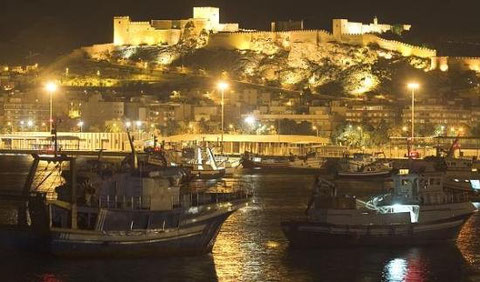 alcazaba,vista nocturna desde el puerto